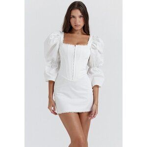 HOUSE OF CB MATILDA Add To Wishlist WHITE PUFF SLEEVE CORSET DRESS SIZE S